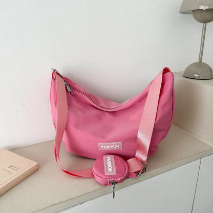 Sac à bandoulière en tissu Oxford à fermeture éclair pour femme, style décontracté et tendance, grande capacité 