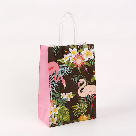 Creative Flamingo Print Kraft Paper Tote Bag