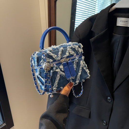 Sac à bandoulière carré en denim tendance