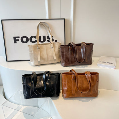 Women Fashion Retro Large Capacity PU Tote Bag
