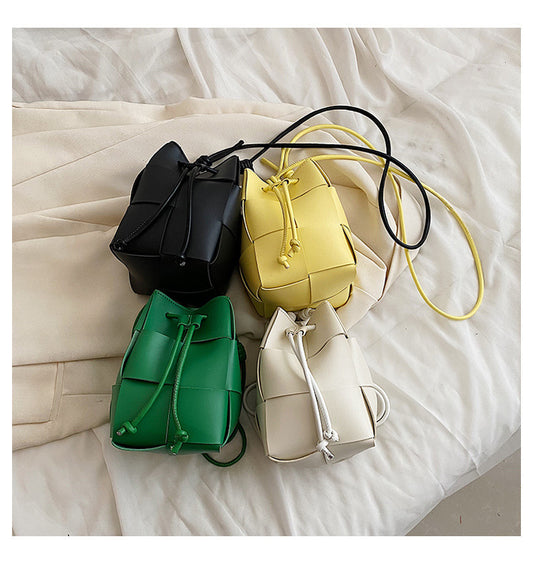 Sac seau à bandoulière avec cordon de serrage pour femme, couleur unie, mode printemps-été 