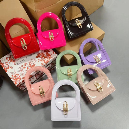 Women Fashion Solid Color Square Mini Chain Handle Crossbody Bag
