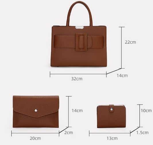 Ensemble de trois sacs à main vintage de grande capacité de couleur unie 