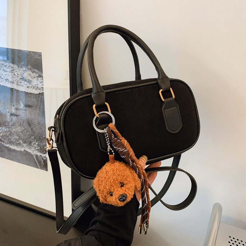 Women Fashion Casual Oval Suede Ornament Handbag