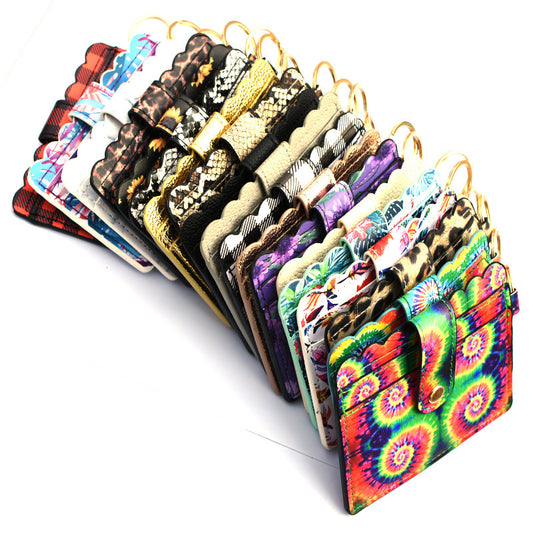 Women Fashion Pu Leather Leopard Keychain Coin Purse