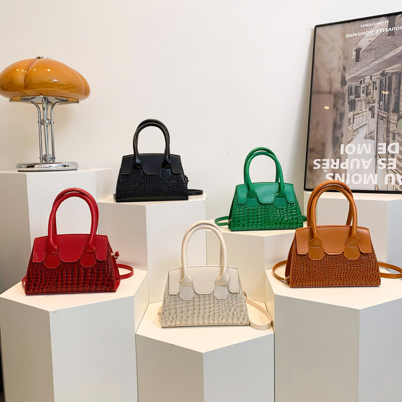 Sac à bandoulière tendance à motif pierre de couleur unie 