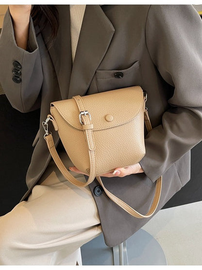 Mini sac bandoulière à rabat en PU de couleur unie pour femme