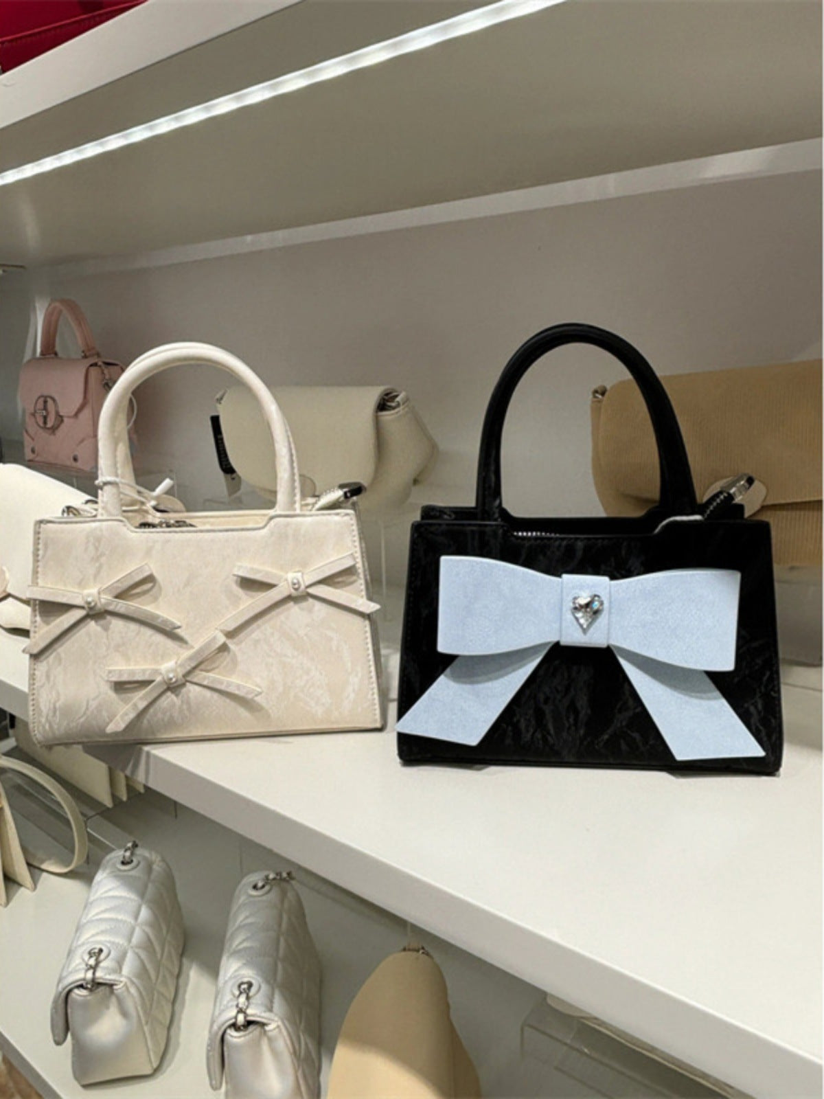 Women Fashion Bow Square Hand Shoulder Bag