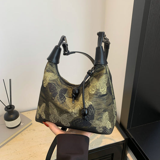Vintage Butterfly Embroidered Crossbody Bag