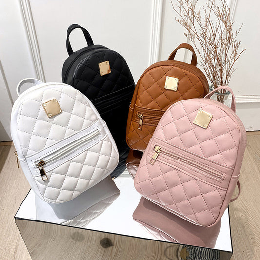 Women Fashion Embroidered Solid Color Backpack