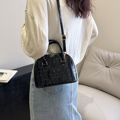 Women Fashionable Simple Zipper Crossbody Shell Bag