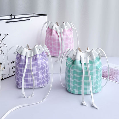 Sac seau à carreaux tendance pour femme 