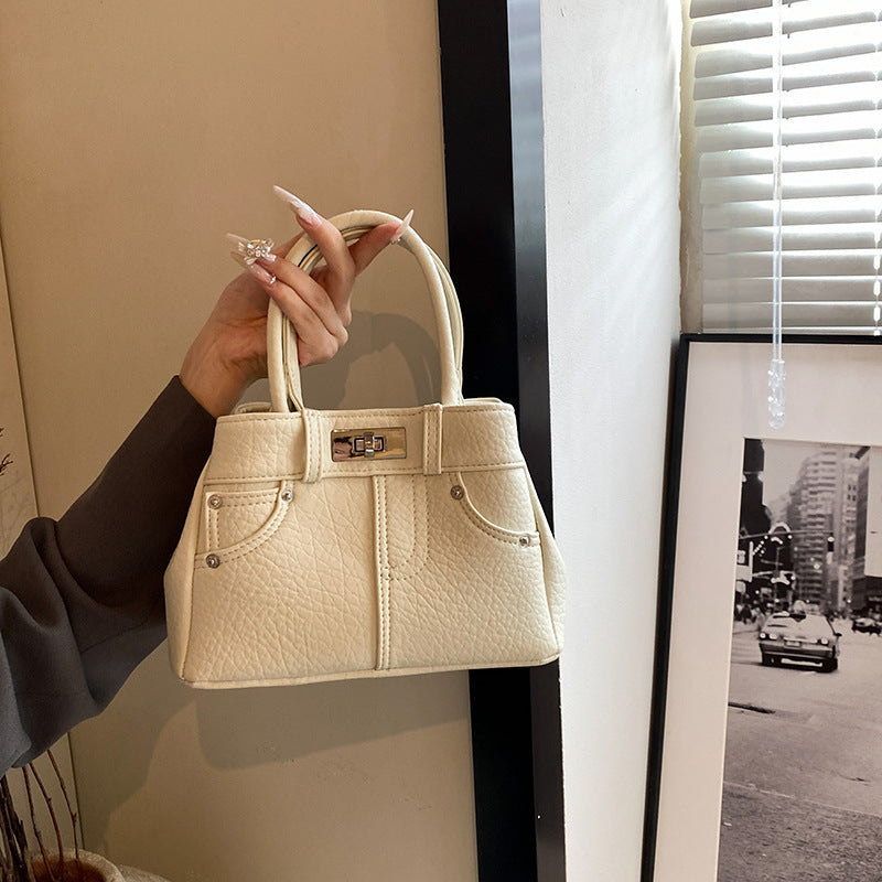 Sac à main plissé simple et tendance pour femme, couleur unie 