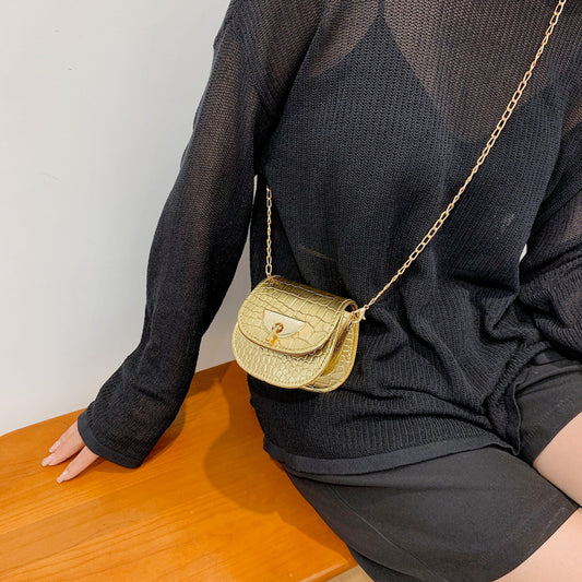 Sac à bandoulière à rabat et chaîne pour femme, motif pierre, tendance été 