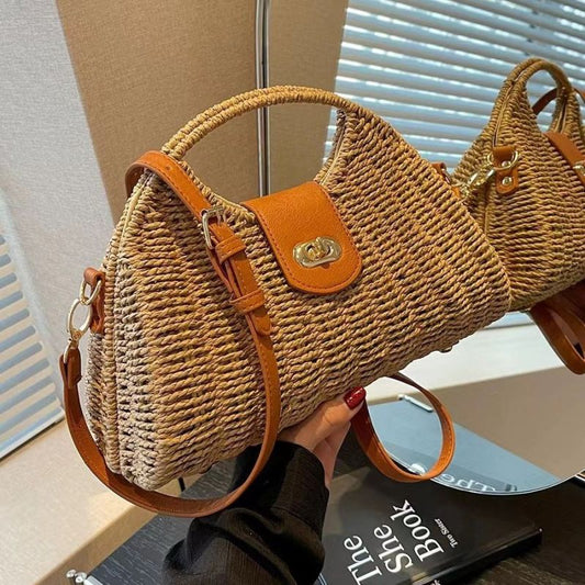 Holiday Beach Fashion Large Capacity Woven Straw Handbag