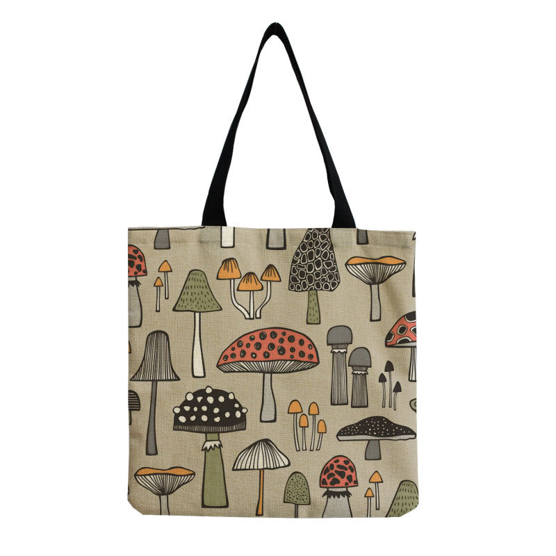 Women'S Creative Large Capacity Portable Mushroom Print Shopping Bag