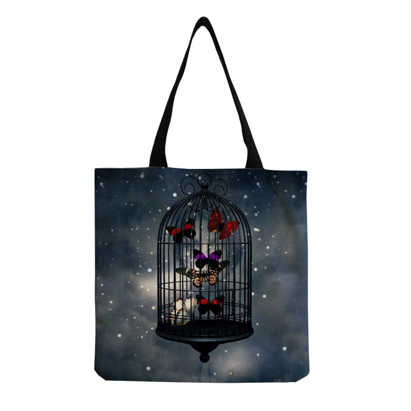 Women'S Multifunctional Large Capacity Butterfly Print Shopping Bag