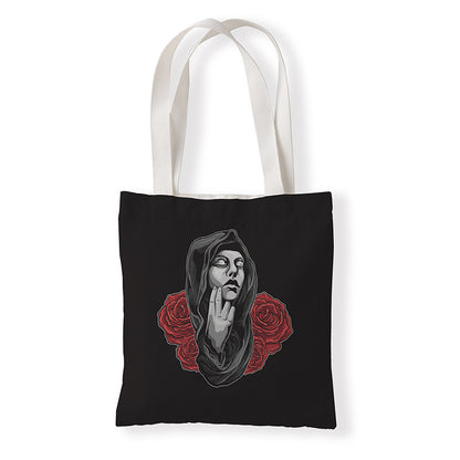 Women Fashion Horror Graphic Printed Canvas Tote Bag
