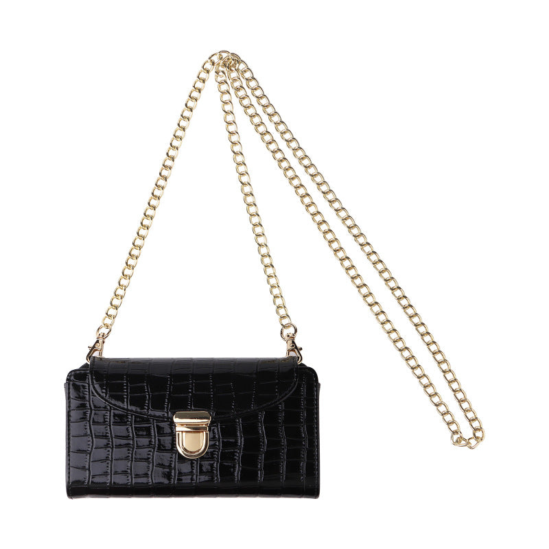 Women Fashion Multifunctional Crossbody Vertical Retro Mini One Shoulder Crocodile Pattern Coin Purse