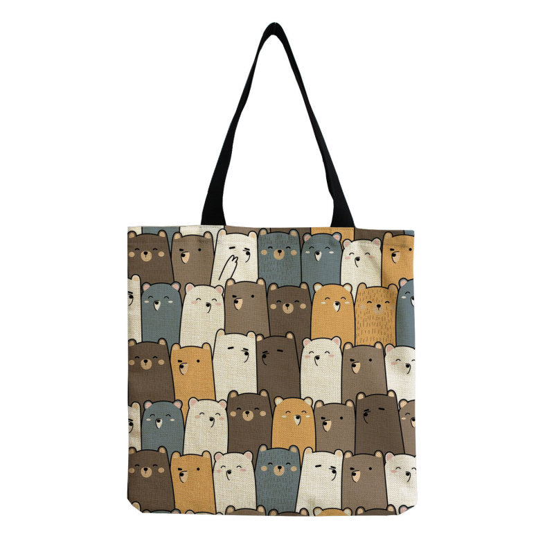 Fashionable Foldable Portable Cute Cat Group Printing Shopping Bag