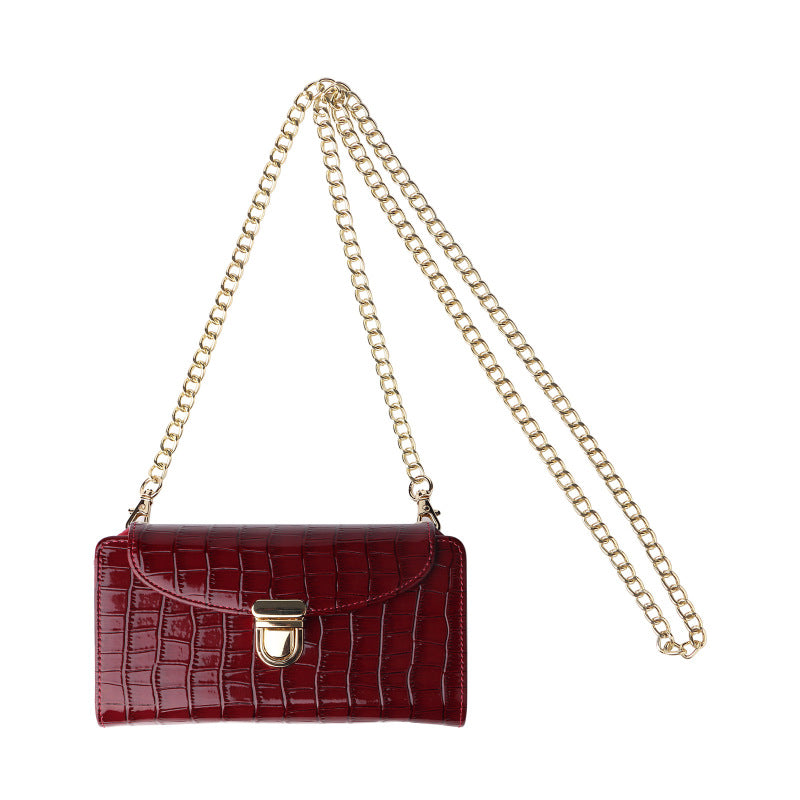 Women Fashion Multifunctional Crossbody Vertical Retro Mini One Shoulder Crocodile Pattern Coin Purse