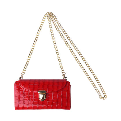 Women Fashion Multifunctional Crossbody Vertical Retro Mini One Shoulder Crocodile Pattern Coin Purse