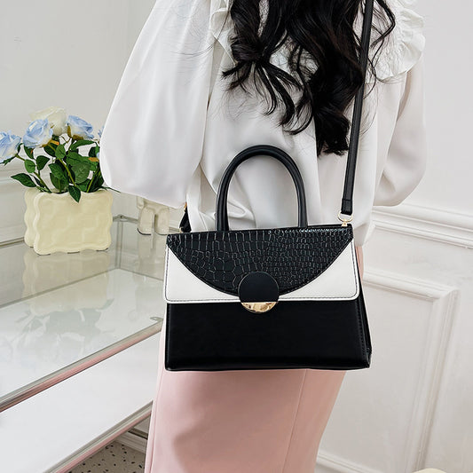 Women Fashion Casual Color Block Square Flap Shoulder Crossbody Bag