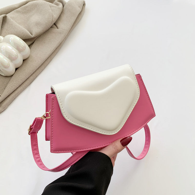 Sac à bandoulière irrégulier en forme de cœur à contraste de couleurs simple