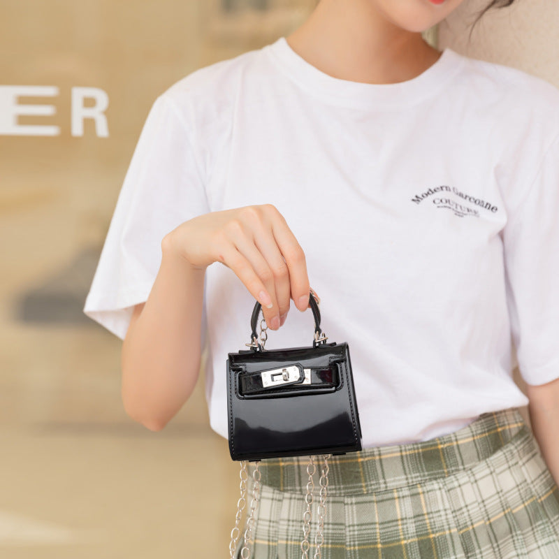 Women Fashion Candy Color Lock Square Chain Mini Crossbody Bag