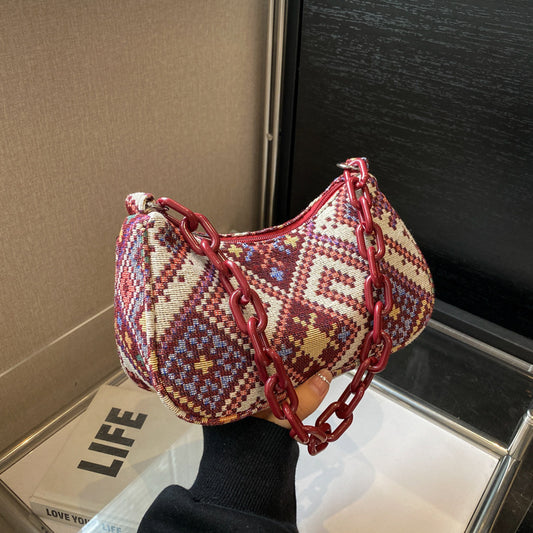 Spring Ethnic Style Canvas Large Capacity Bag Women 2023 Fashion Fashion One Shoulder Casual Simple Small Square Bag