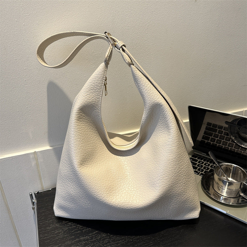 Women Fashion Retro Solid Color Large Capacity PU Tote Bag
