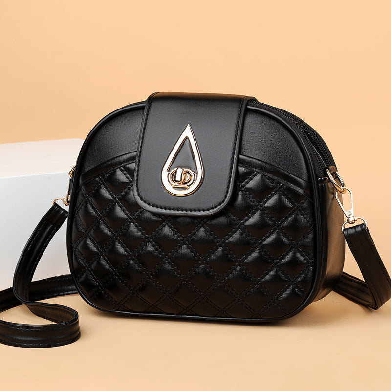 Sac bandoulière semi-rond en PU pour femme avec fermoir diamant 