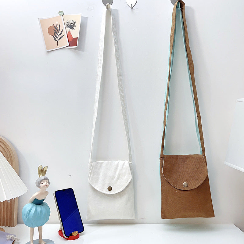 Mini sac à bandoulière en toile de couleur unie pour femme, simple et tendance, style macaron 