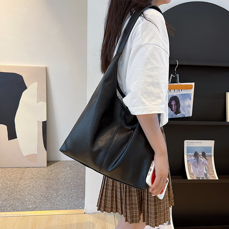 Summer Women Fashionable Solid Color Large Capacity PU Tote Bag