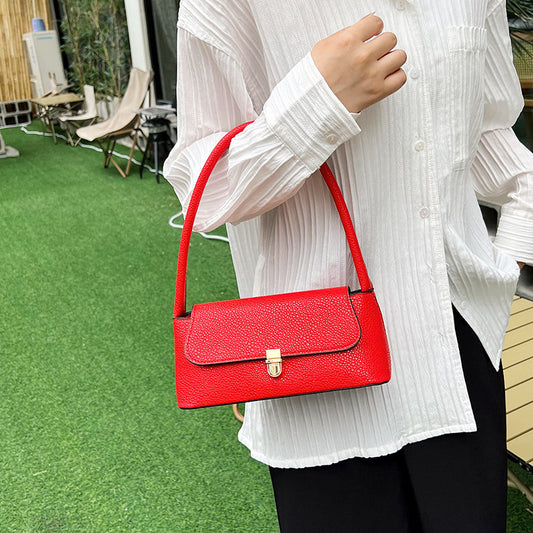 Sac à bandoulière à rabat en PU de couleur unie pour femme 