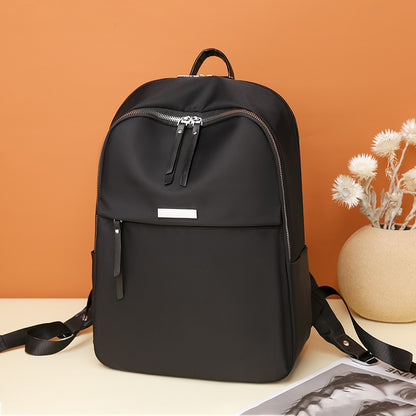 Women Casual Zipper Design Solid Color Large Capacity Backpack