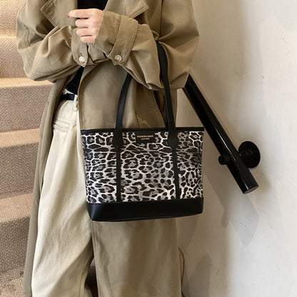 Women Fashion Retro Leopard Pu Tote Bag