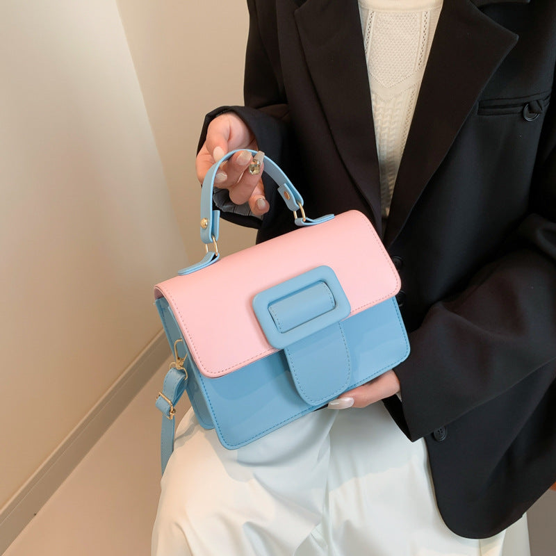 Sac à bandoulière carré à rabat contrasté tendance 