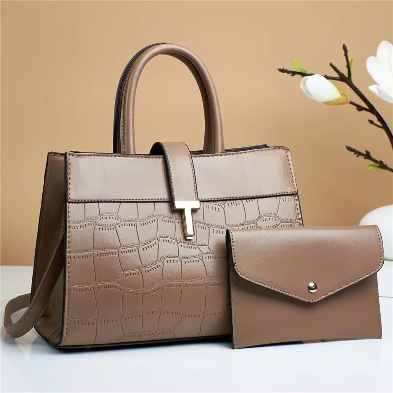 Women'S Fashion Embossed Crocodile Print Handbag Set