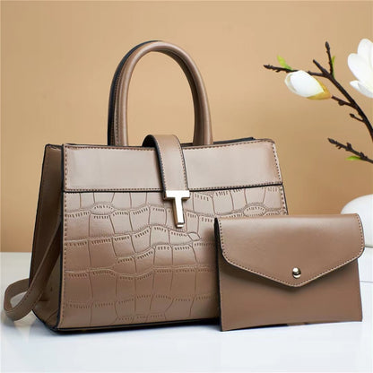 Women'S Fashion Embossed Crocodile Print Handbag Set