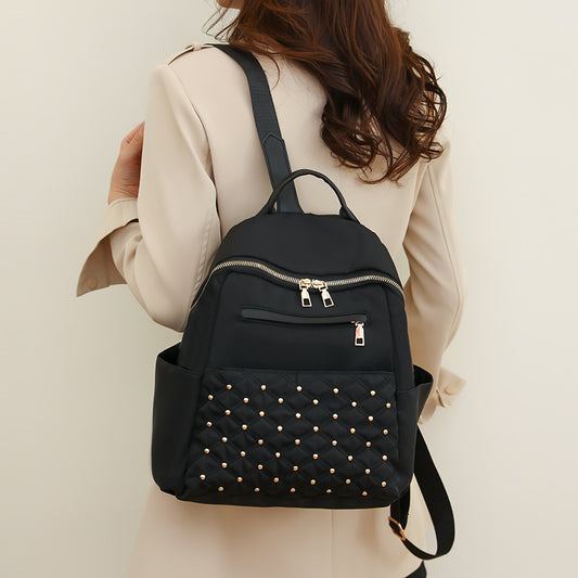 Women Fashionable Simple Oxford Fabric Large Capacity Zipper Backpack