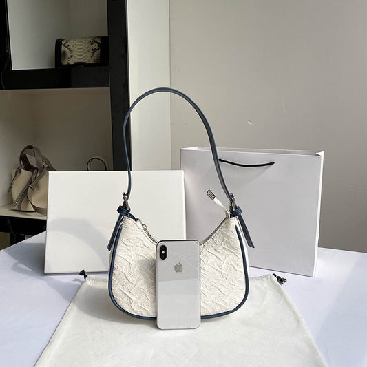 Sac à bandoulière froissé de couleur unie pour femme