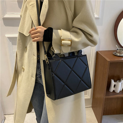 Sac à bandoulière carré en PU pour femme, simple, couleur unie, avec diamants 