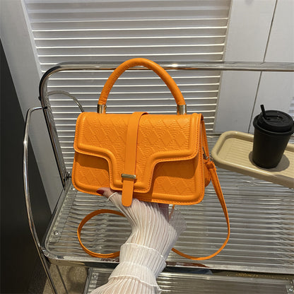 Sac à bandoulière carré en PU à rabat rhomboïde de couleur unie pour femme 