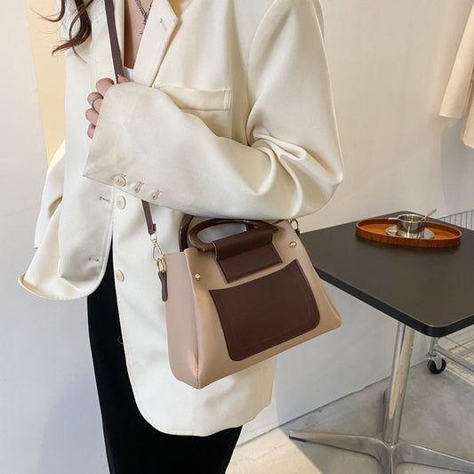 Women'S Vintage Contrast Large-Capacity Handbag