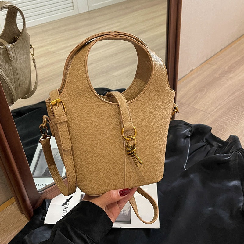 Sac seau portable de couleur unie à la mode 