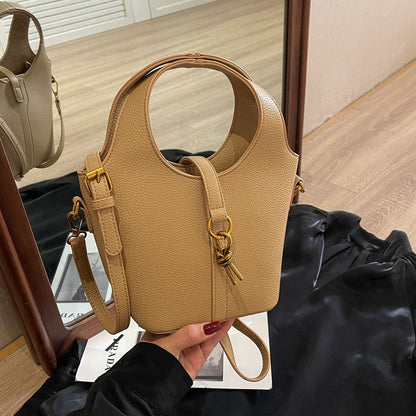 Sac seau portable de couleur unie à la mode 