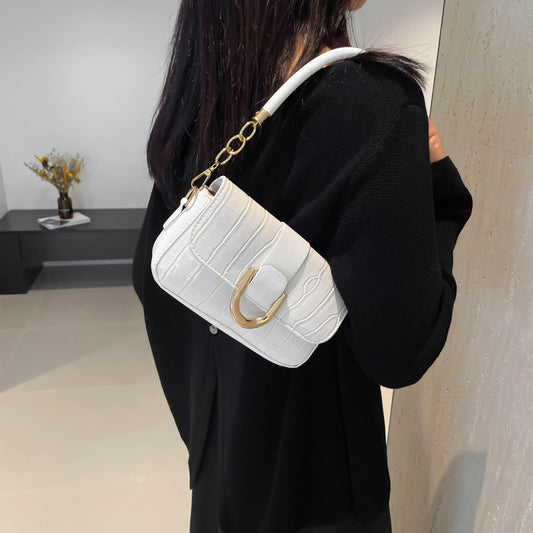 Sac à bandoulière carré à rabat pour femme, style décontracté et tendance, avec motif pierre 