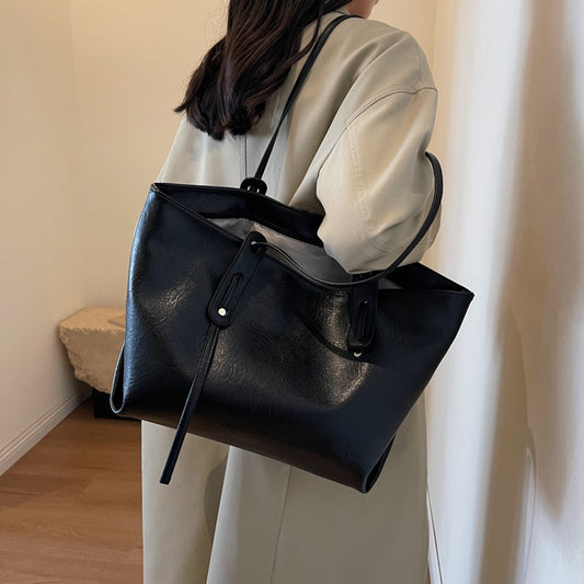 Women Fashionable Simple Large Capacity PU Tote Bag