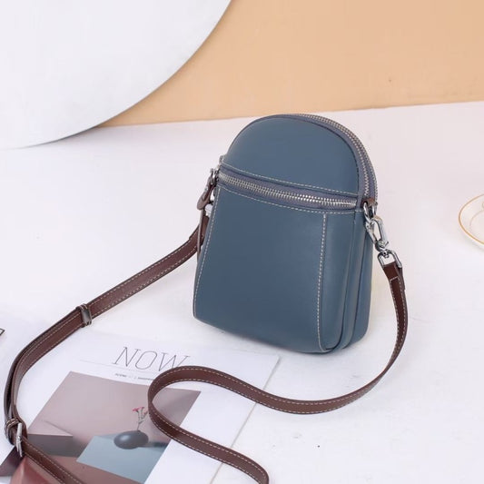 Sac à bandoulière en cuir véritable pour femme, style décontracté et simple, pour téléphone 